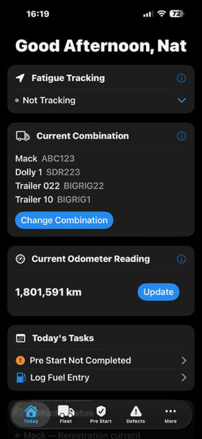 BigRig Ledger dashboard