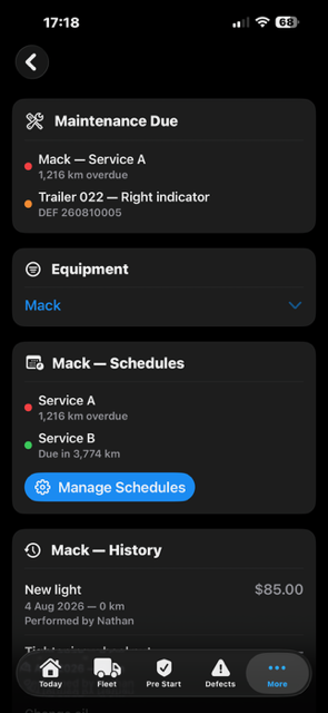 BigRig Ledger maintenance