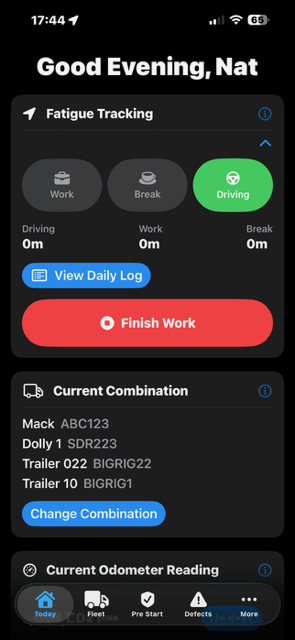 BigRig Ledger fatigue tracking