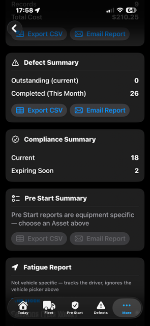 BigRig Ledger fatigue report